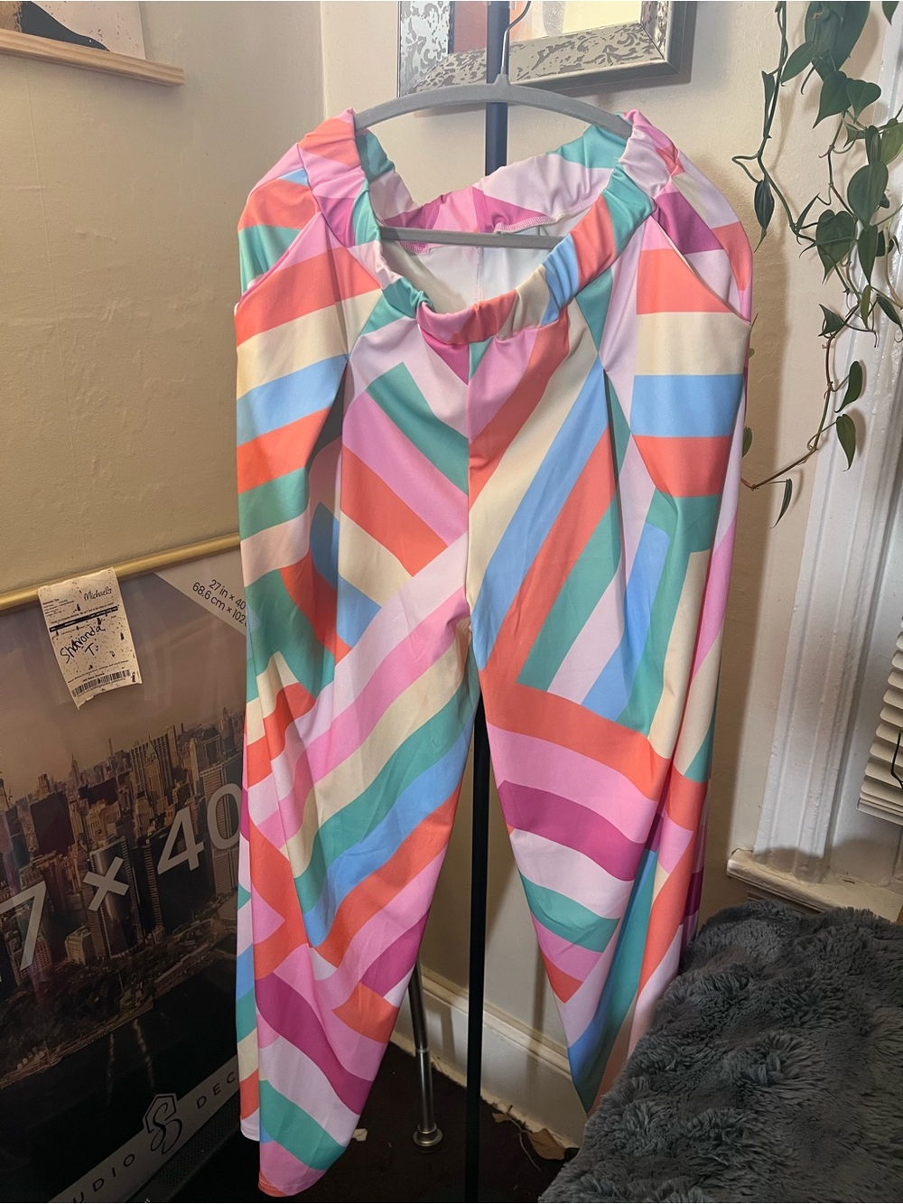 High-Waist Multicolor Striped Wide-Leg Pants
